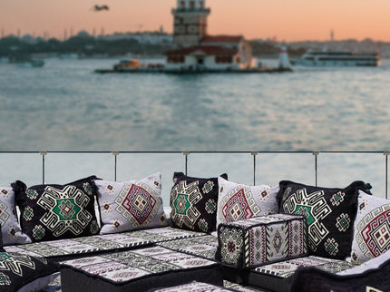 U Förmiges orientalisches Sofa Set, Terrasse Palettensofa, Bodenkissen, Arabische Majlis, Türkisches