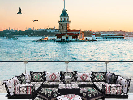 U Förmiges orientalisches Sofa Set, Terrasse Palettensofa, Bodenkissen, Arabische Majlis, Türkisches