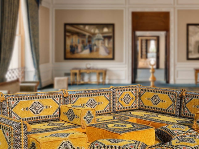 U Förmiges orientalisches Sofa Set, Terrasse Palettensofa, Bodenkissen, Arabische Majlis, Türkisches