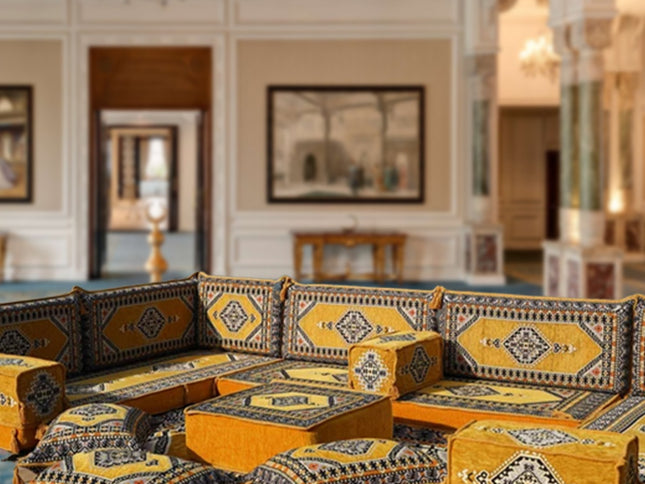 U Förmiges orientalisches Sofa Set, Terrasse Palettensofa, Bodenkissen, Arabische Majlis, Türkisches