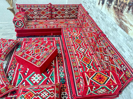 L förmiges orientalisches Sofa Set, Majlis-Sitzmöbel, Bodenkissen, Arabische Majlis, Türkisches Bode