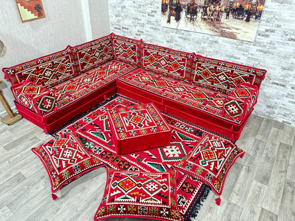 L förmiges orientalisches Sofa Set, Majlis-Sitzmöbel, Bodenkissen, Arabische Majlis, Türkisches Bode