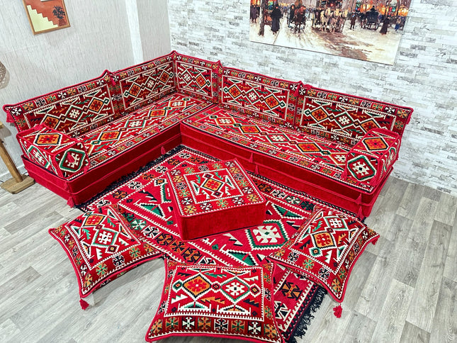 L förmiges orientalisches Sofa Set, Majlis-Sitzmöbel, Bodenkissen, Arabische Majlis, Türkisches Bode