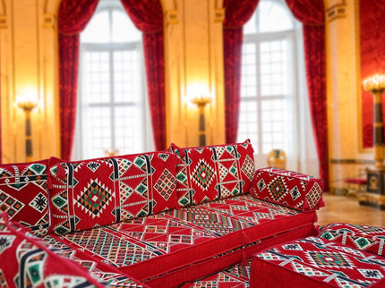 L förmiges orientalisches Sofa Set, Palettensofa, Bodenkissen, Arabische Majlis, Türkisches Boden Si