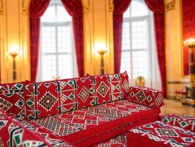 L förmiges orientalisches Sofa Set, Palettensofa, Bodenkissen, Arabische Majlis, Türkisches Boden Si