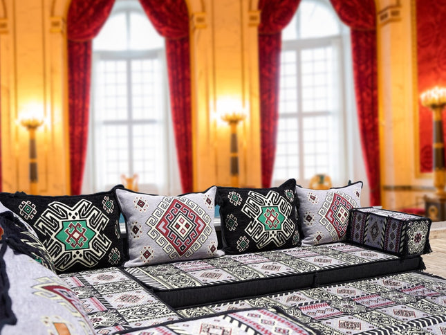 L förmiges orientalisches Sofa Set, Palettensofa, Bodenkissen, Arabische Majlis, Türkisches Boden Si