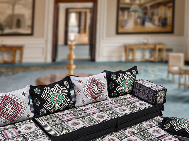 L förmiges orientalisches Sofa Set, Palettensofa, Bodenkissen, Arabische Majlis, Türkisches Boden Si