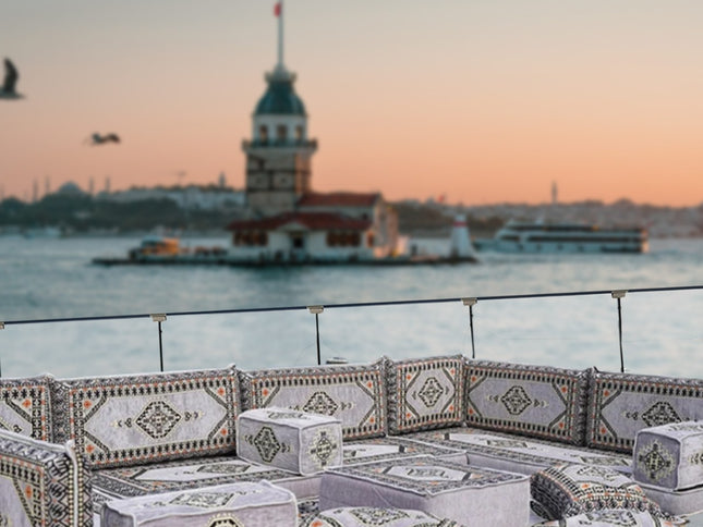 U Förmiges orientalisches Sofa Set, Terrasse Palettensofa, Bodenkissen, Arabische Majlis, Türkisches