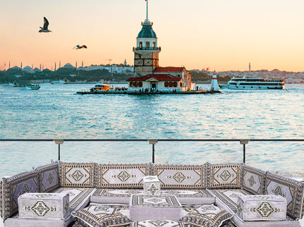 U Förmiges orientalisches Sofa Set, Terrasse Palettensofa, Bodenkissen, Arabische Majlis, Türkisches