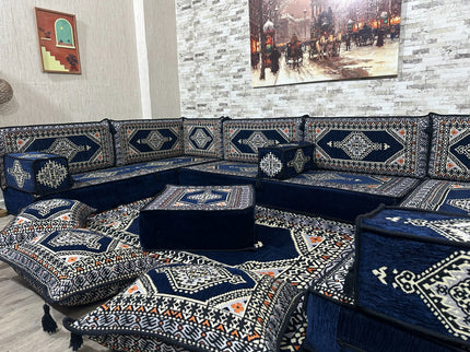 Arabische Majlis, U förmiges Orientalisches Sofa Set, Majlis-Sitzmöbel, Bodenkissen, Türkisches Bode
