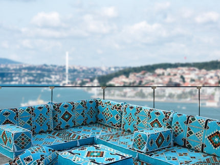 U Förmiges orientalisches Sofa Set, Terrasse Palettensofa, Bodenkissen, Arabische Majlis, Türkisches