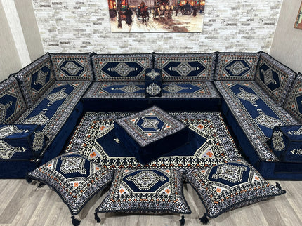 Arabische Majlis, U förmiges Orientalisches Sofa Set, Majlis-Sitzmöbel, Bodenkissen, Türkisches Bode