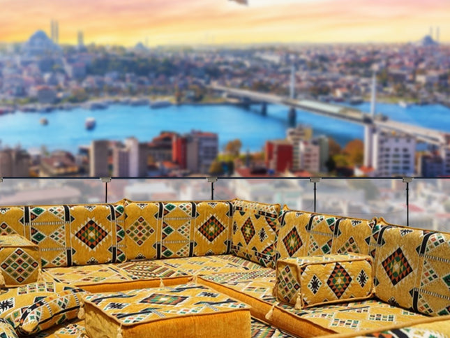 U Förmiges orientalisches Sofa Set, Terrasse Palettensofa, Bodenkissen, Arabische Majlis, Türkisches