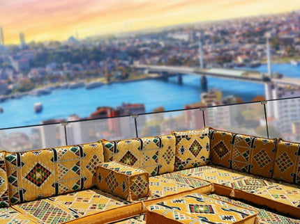 U Förmiges orientalisches Sofa Set, Terrasse Palettensofa, Bodenkissen, Arabische Majlis, Türkisches
