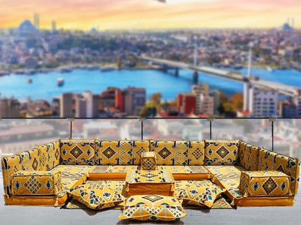 U Förmiges orientalisches Sofa Set, Terrasse Palettensofa, Bodenkissen, Arabische Majlis, Türkisches