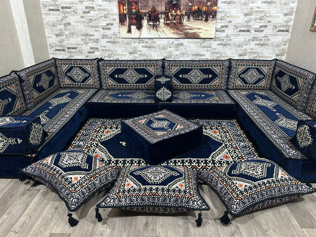 Arabische Majlis, U förmiges Orientalisches Sofa Set, Majlis-Sitzmöbel, Bodenkissen, Türkisches Bode