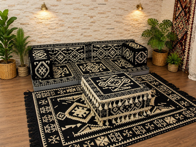 Orientalische Sitzecke Schwarz 9-tlg. – Sark Kösesi | Caddebuy