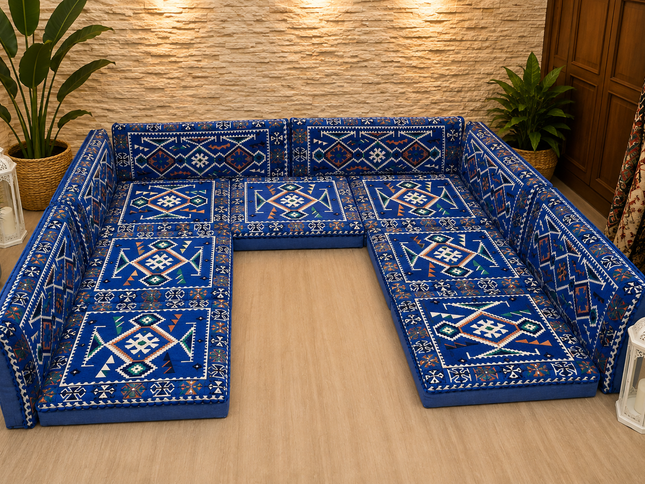 Orientalische Sitzecke Blau 13-tlg. – Sark Kösesi Bodensofa | Caddebuy