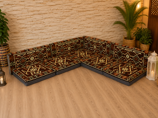 Orientalische Sitzecke Braun 9-tlg. – Sark Kösesi Bodensofa | Caddebuy