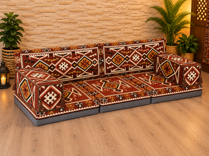 Orientalische Sitzecke Braun 7-tlg. – Sark Kösesi Bodensofa | Caddebuy