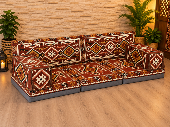 Orientalische Sitzecke Braun 7-tlg. – Sark Kösesi Bodensofa | Caddebuy
