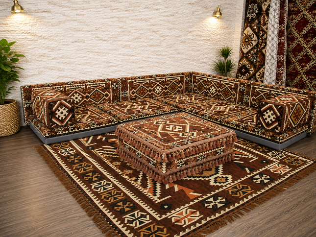 Orientalische Sitzecke Braun – Sark Kösesi Bodensofa | Caddebuy