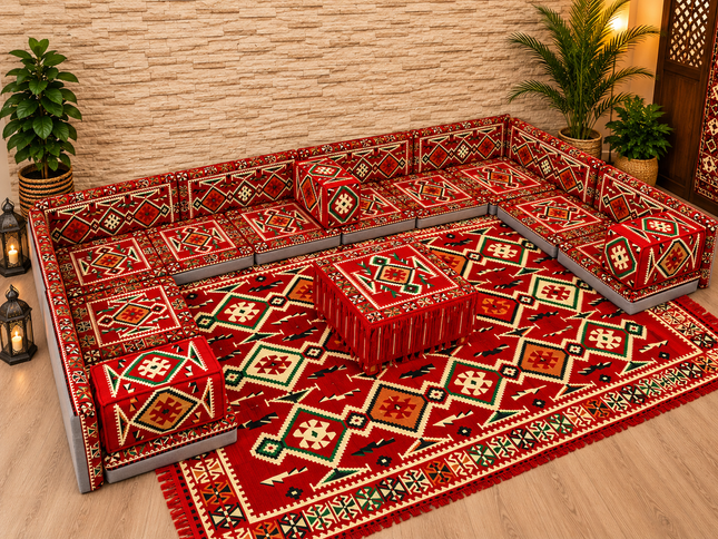 Orientalische Sitzecke Anadolu Rot 23-tlg. – Sark Kösesi | Caddebuy