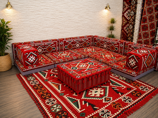 Orientalische Sitzecke Anadolu Rot 13-tlg. – Sark Kösesi | Caddebuy
