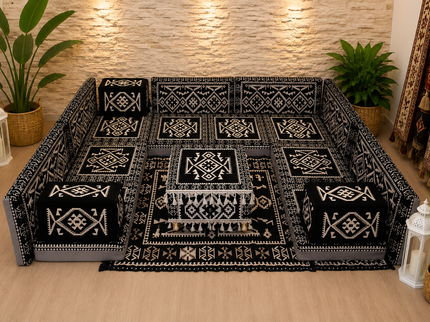 Orientalische Sitzecke Schwarz 19-tlg. – Sark Kösesi | Caddebuy