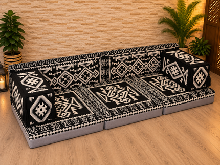 Orientalische Sitzecke Schwarz 7-tlg. – Sark Kösesi | Caddebuy