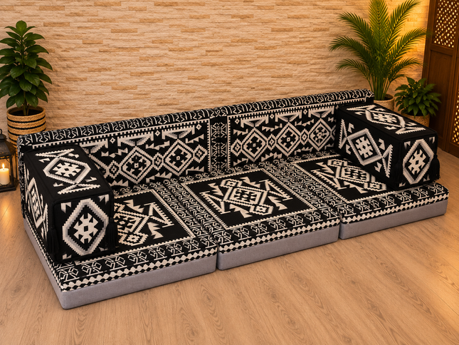 Orientalische Sitzecke Schwarz 7-tlg. – Sark Kösesi | Caddebuy