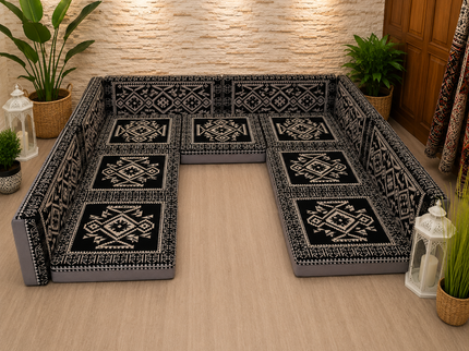 Orientalische Sitzecke Schwarz 13-tlg. – Sark Kösesi | Caddebuy