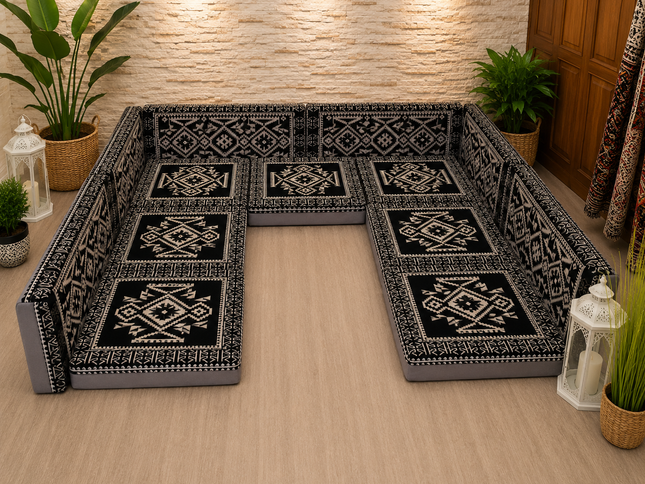 Orientalische Sitzecke Schwarz 13-tlg. – Sark Kösesi | Caddebuy