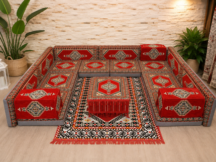 Coin salon oriental Saray rouge 19 pièces | Caddebuy