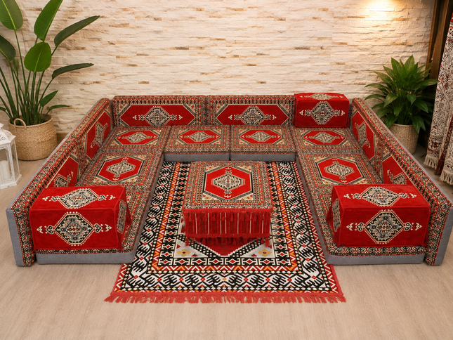 Orientalische Sitzecke Saray Rot 19-tlg. – Sark Kösesi | Caddebuy