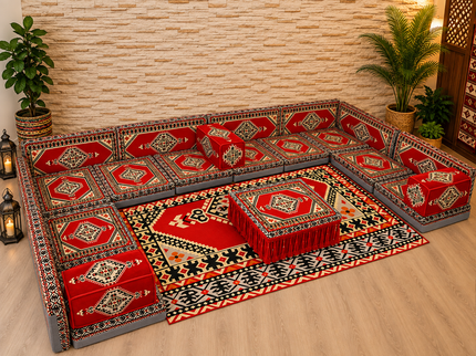 Coin salon oriental Saray Rouge 23 pièces | Caddebuy