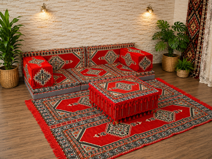 Orientalische Sitzecke Saray Rot 9-tlg. – Sark Kösesi | Caddebuy