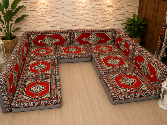 Orientalische Sitzecke Saray Rot 13-tlg. – Sark Kösesi | Caddebuy