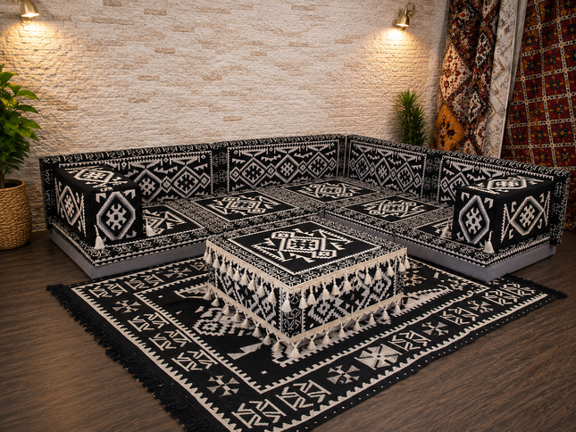 Orientalische Sitzecke Schwarz 13-tlg. – Sark Kösesi | Caddebuy