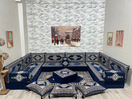 Arabische Majlis, U förmiges Orientalisches Sofa Set, Majlis-Sitzmöbel, Bodenkissen, Türkisches Bode