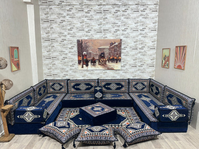 Arabische Majlis, U förmiges Orientalisches Sofa Set, Majlis-Sitzmöbel, Bodenkissen, Türkisches Bode