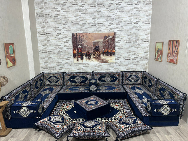 Arabische Majlis, U förmiges Orientalisches Sofa Set, Majlis-Sitzmöbel, Bodenkissen, Türkisches Bode