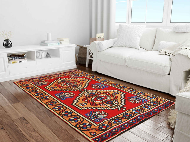 Flurläufer, Dekorativer Boho-Teppich, Handgefertigter Großer Kelim Teppich, 