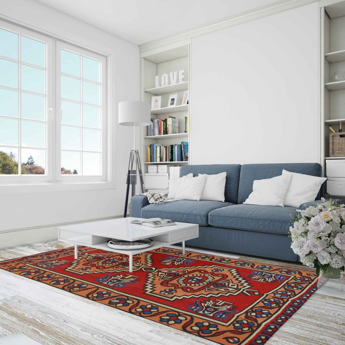 Flurläufer, Dekorativer Boho-Teppich, Handgefertigter Großer Kelim Tep – Caddebuy