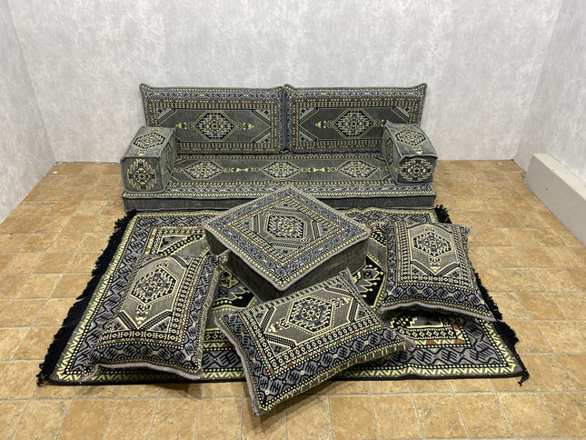 Orientalisches Sofa Set, Majlis-Sitzmöbel, Bodenkissen, Arabische Majlis, Türkisches Boden Sitzset