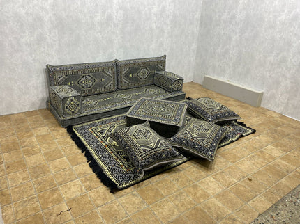 Orientalisches Sofa Set, Majlis-Sitzmöbel, Bodenkissen, Arabische Majlis, Türkisches Boden Sitzset