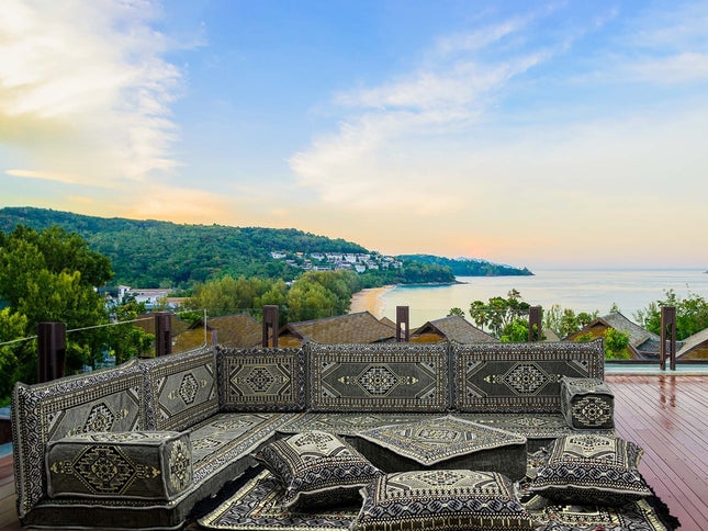 L förmiges orientalisches Sofa Set, Majlis-Sitzmöbel, Bodenkissen, Arabische Majlis, Türkisches Bode