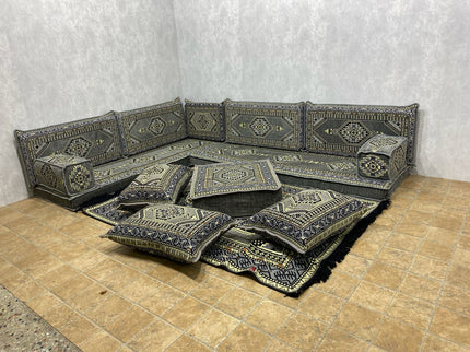 L förmiges orientalisches Sofa Set, Majlis-Sitzmöbel, Bodenkissen, Arabische Majlis, Türkisches Bode