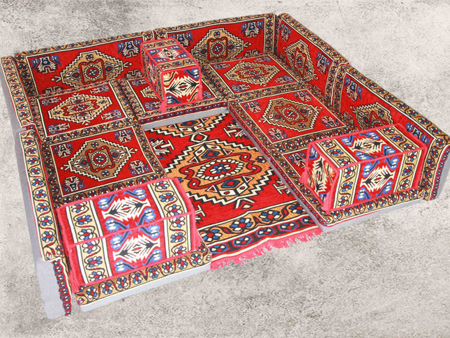 Orientalische Sitzecke - Sark Kösesi - Orientalisches Sofa + Teppich 17-tlg. 