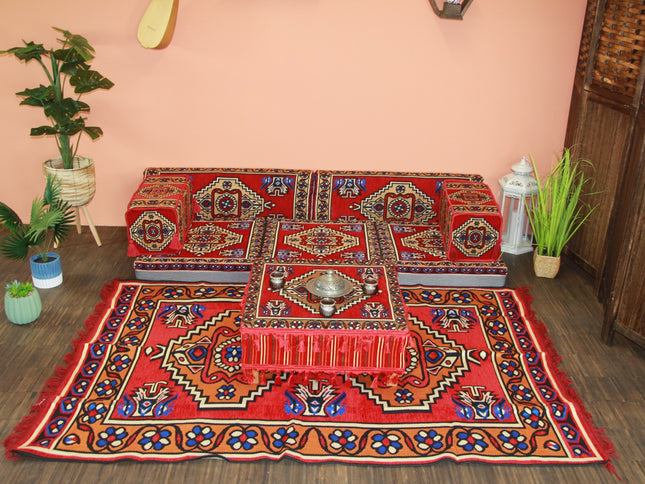9-tlg. Kissenset, Orientalisch, Sark Kösesi, Yastik, Orient-Sitzecke, Sitzkissen-Set